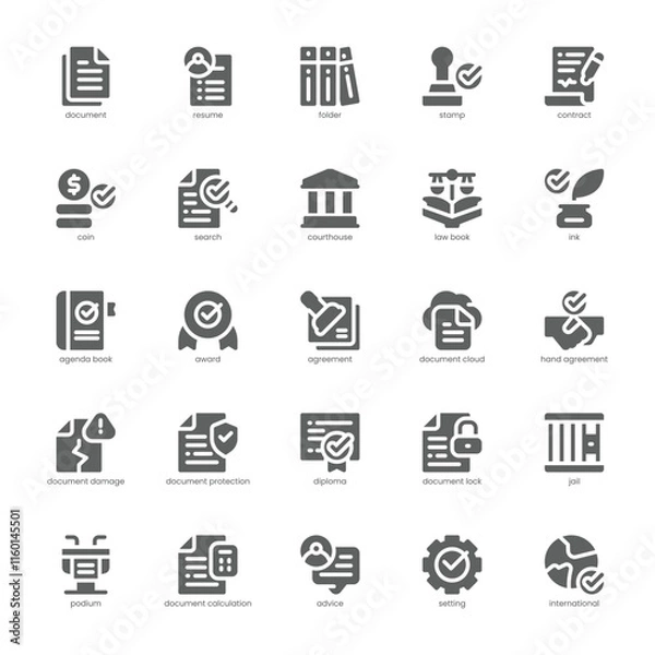Fototapeta Contract and Legal Icon pack for your website, mobile, presentation, and logo design. Contract and Legal Icon glyph design. Vector graphics illustration and editable stroke.