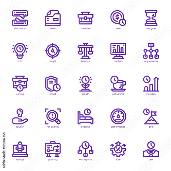 Fototapeta Business Productivity icon pack for your website, mobile, presentation, and logo design. Business Productivity icon basic line gradient design. Vector graphics illustration and editable stroke.