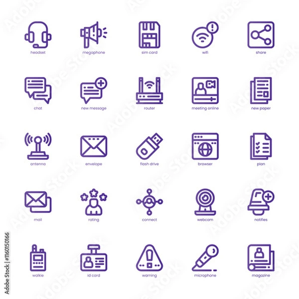 Fototapeta Communication Core icon pack for your website, mobile, presentation, and logo design. Communication Core icon basic line gardient design. Vector graphics illustration and editable stroke.