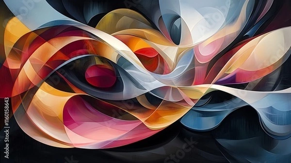 Fototapeta Dynamic abstract art swirls digital gallery colorful design modern