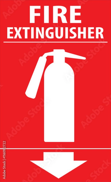 Obraz Fire extinguisher direction arrow sign.eps