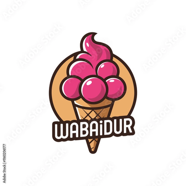 Obraz Ice Cream Simple Logo Design With Pink Concept