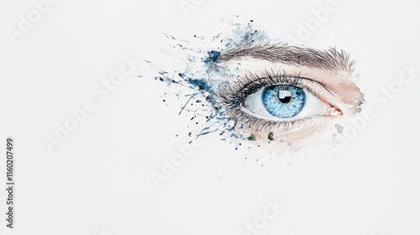 Fototapeta Captivating eye artwork display minimalist studio digital art white background close-up creative expression