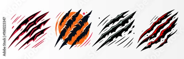 Obraz scratch marks or claw marks logo set. vector creative logos