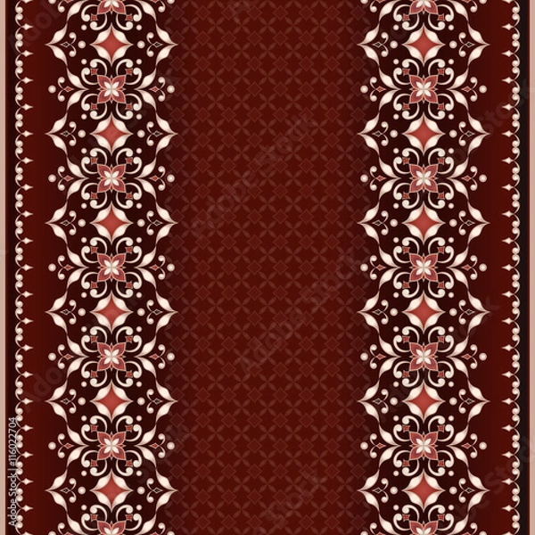 Fototapeta Vintage vector pattern in Eastern style on red  background.