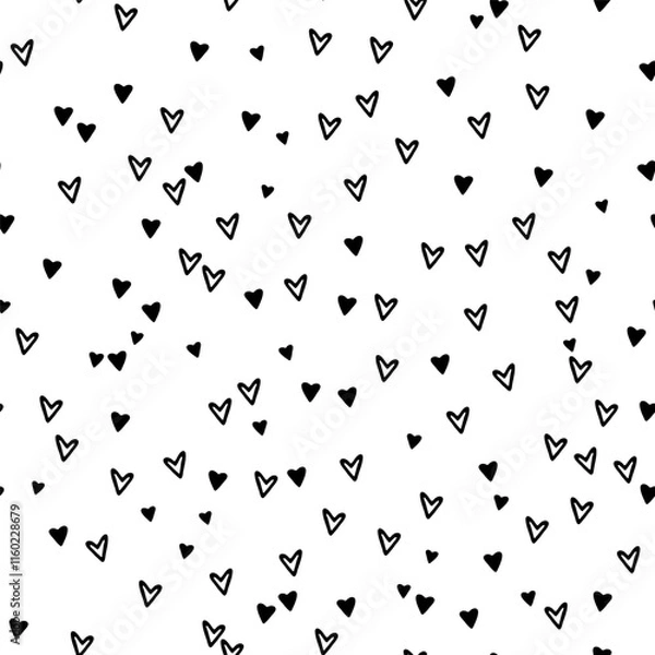 Fototapeta Seamless Pattern with Simple Hearts Ornament. Cute Vector Illustration for Valentine`s Day. Love Symbol Print Trendy Template for Modern Graphic Design.