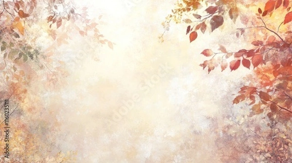 Fototapeta Autumn leaves frame on soft background.