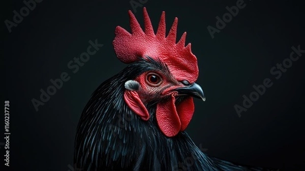 Obraz Close-Up Portrait of a Black Rooster