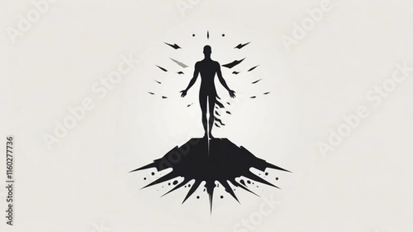 Fototapeta Creative black silhouette of a figure emerging from a dynamic splash design