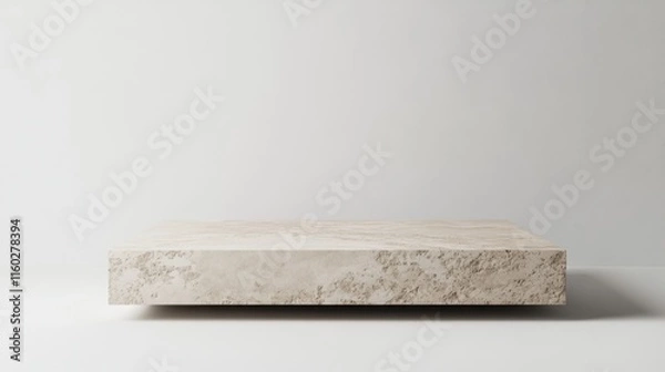 Fototapeta A minimalist stone slab rests on a plain background, showcasing its smooth surface and natural texture.