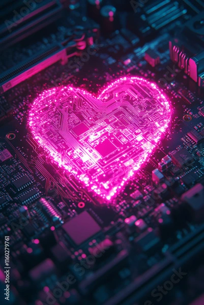 Obraz illuminating_hot_pink_heart_shape