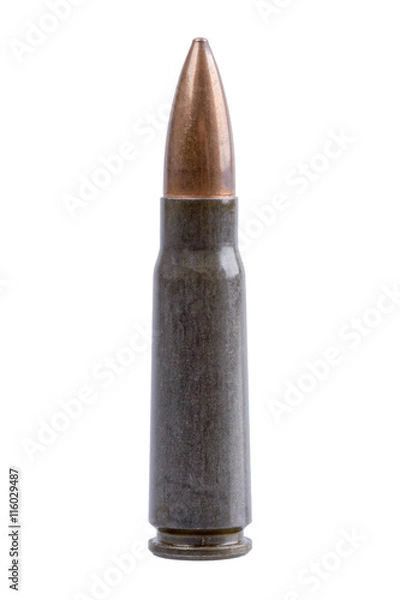 Obraz Machine gun bullet on a white background