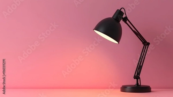 Fototapeta Elegant Black Desk Lamp on Pink Background