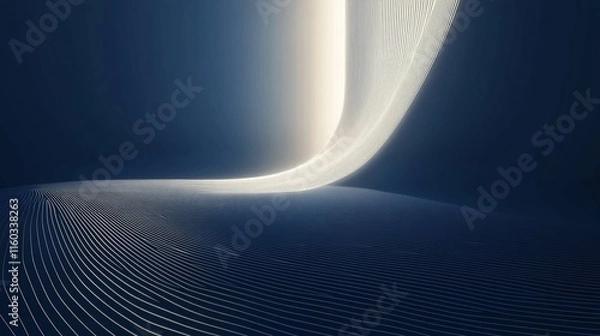 Obraz Abstract dark blue curved lines background.