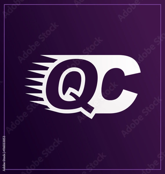 Fototapeta QC Two letter composition for initial, logo or signature