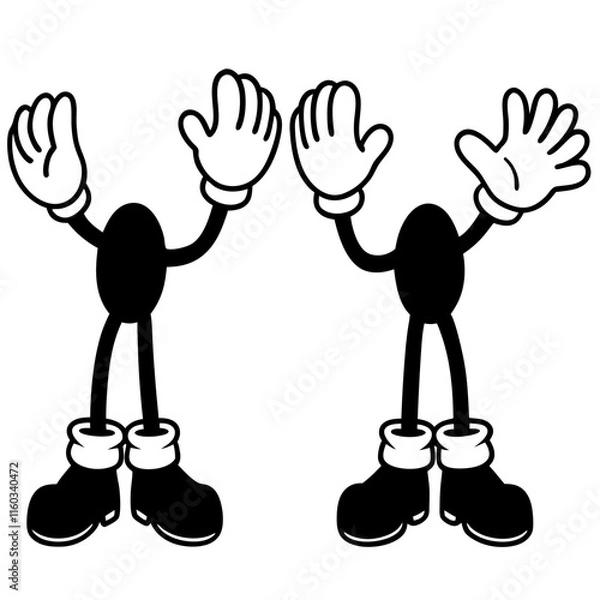 Obraz hand holding two cartoon character 