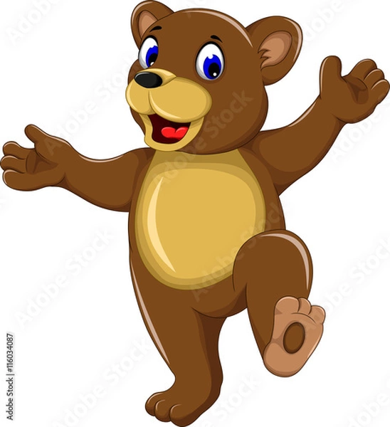 Obraz happy bear cartoon walking