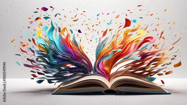 Fototapeta A Captivating Open Book with Colors Emanating from Its Pages, Representing the Power of Knowledge