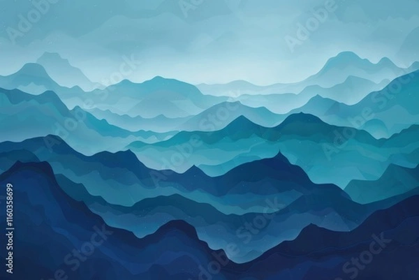 Obraz Abstract Blue Mountain Landscape with White Specks