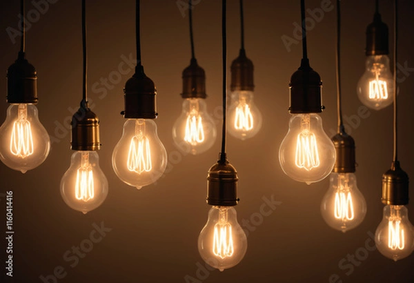 Obraz Background of lamps, light bulbs, light bulb idea