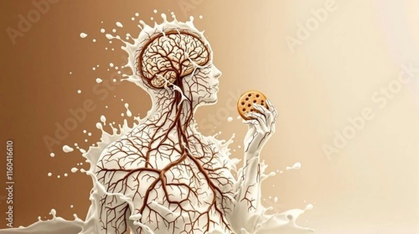 Fototapeta Artistic portrait of a person blending with nature holding a cookie