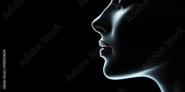 Fototapeta A profile shot of an attractive face with delicate features, exuding charm and confidence.