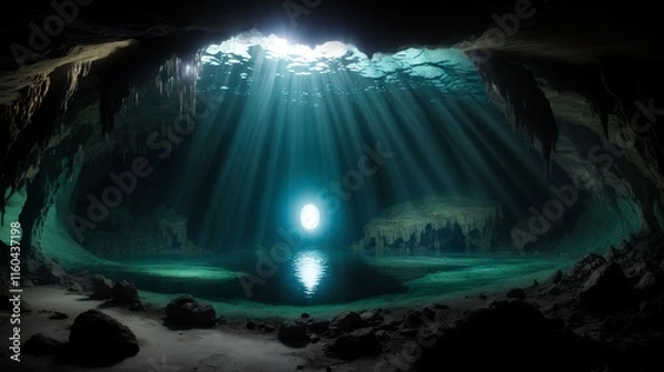 Fototapeta 幻想的な洞窟の地底湖