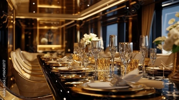 Obraz Elegant Luxurious Dining Table with Champagne Glasses