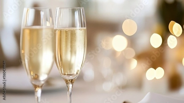 Obraz Elegant Minimalist Dinner Table Setting with Glasses