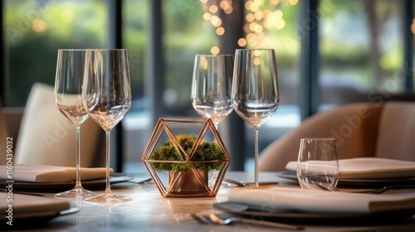 Obraz Modern Dinner Table with Champagne Glasses