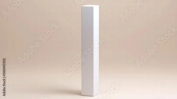 Fototapeta White Rectangular Box on Beige Background