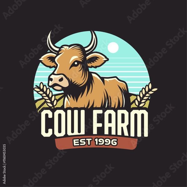 Obraz Cow Farm Vintage Logo