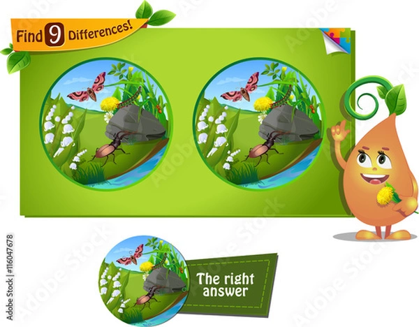 Obraz beetle, caterpillar 9 differences