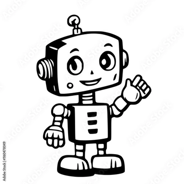 Obraz Minimalist Robot Waving Hi Vector Design