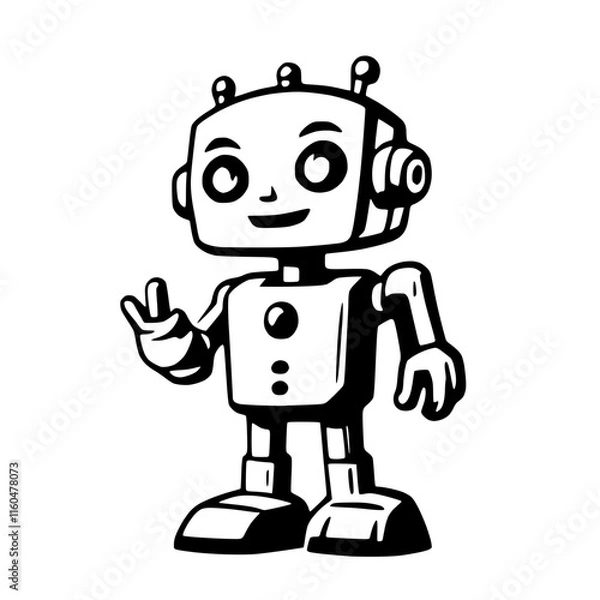 Obraz Stylized Robot Saying Hi Vector Art