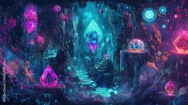 Fototapeta Crystalline Grotto An Enchanting Realm of Gems and Light