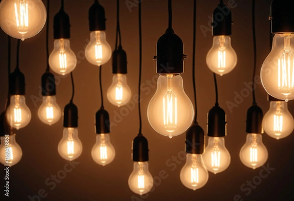 Obraz Background of lamps, light bulbs, light bulb idea