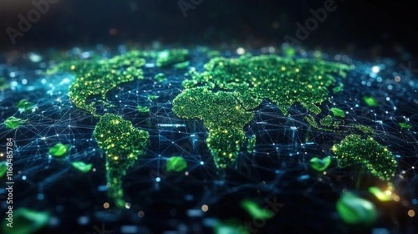 Fototapeta Sustainable big data technology concept combining eco-friendly visuals with advanced analytics