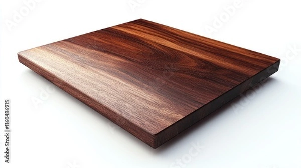 Fototapeta A dark mahogany wooden table top with a polished finish, isolated on a clean white background, perfect for luxurious product displays.