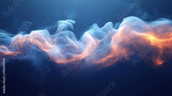 Fototapeta Dynamic Energy Swirls on Blue Background. Generative AI