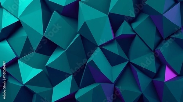 Fototapeta Abstract Teal and Purple Geometric Pattern: A captivating abstract background with a dynamic, textured surface composed of teal and purple geometric shapes.