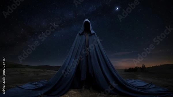 Fototapeta The Untold Story of the Enigmatic Figure Who Stands Unveiled Under the Starlit Sky