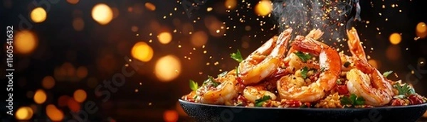 Obraz Citrus and chilimarinated shrimp served with Brazilian samba vibes, Rio s vibrant cuisine, daring seafood twist