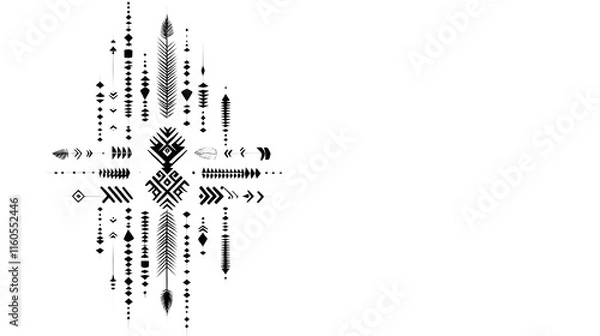 Obraz Minimalist tribal design featuring hand drawn symbols and patterns
