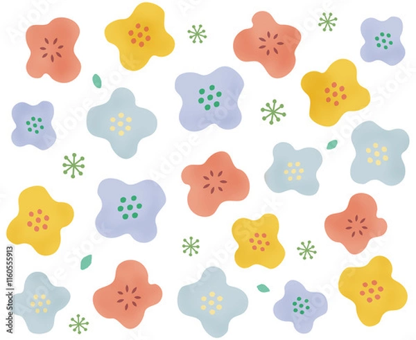 Fototapeta レトロな花柄素材　シームレスパターン