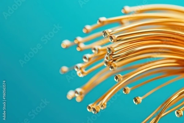 Fototapeta Close-Up of Intricate Gold Bonding Wires in Electronics, Showcasing Precision and Detail in Circuit Design
