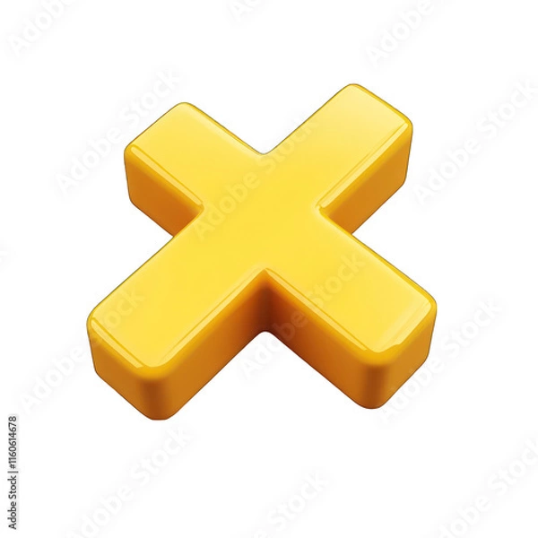 Fototapeta Yellow plus sign 3d isolated on transparent background