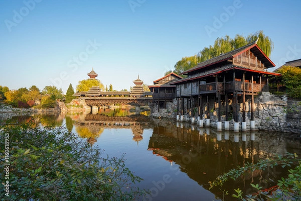 Obraz Wind and Rain Bridge, Dong Scenic Area, China Ethnic Museum