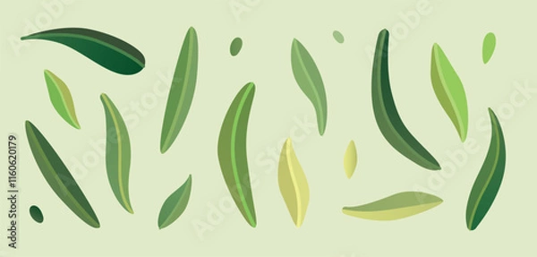 Obraz Bright green leaves set