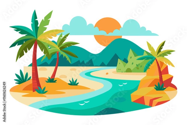 Fototapeta beach with palm trees